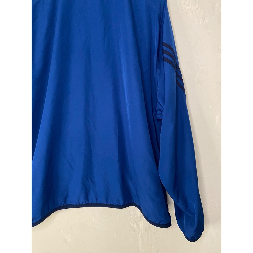 Adidas Mens 3XL Windbreaker Jacket Blue Full Zip Mesh Lined 3 Stripe Track Coat - Picture 14 of 16